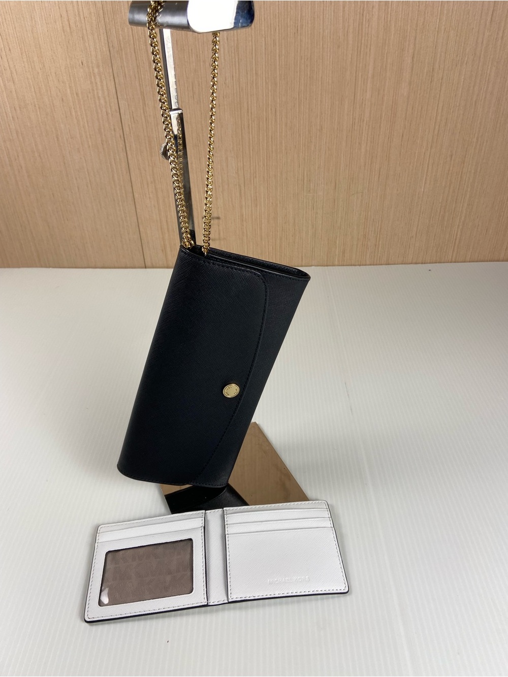 Michael Kors Black Saffiano Continental Phone Wallet Clutch Wristlet 3-Piece